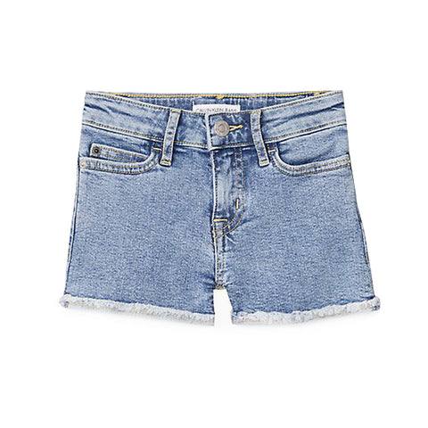 Girls Slim Fit High Rise Denim Short - SALT PEPPER STRETCH