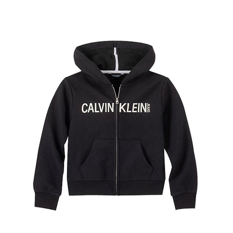 Big Girls Logo Zip Cropped Hoodie