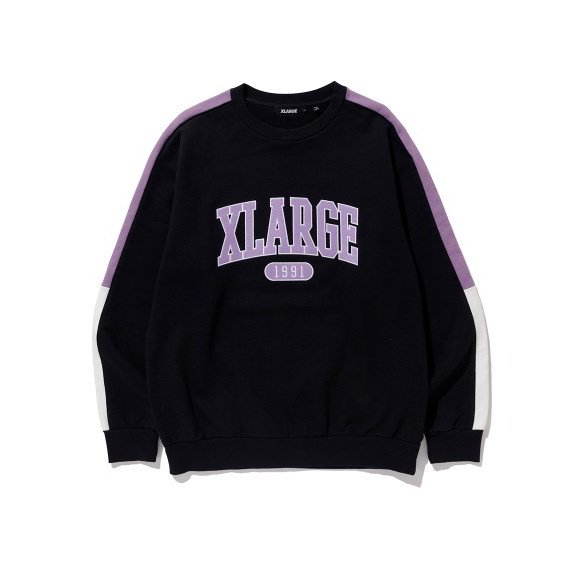 PANELED CREWNECK SWEAT BLACK