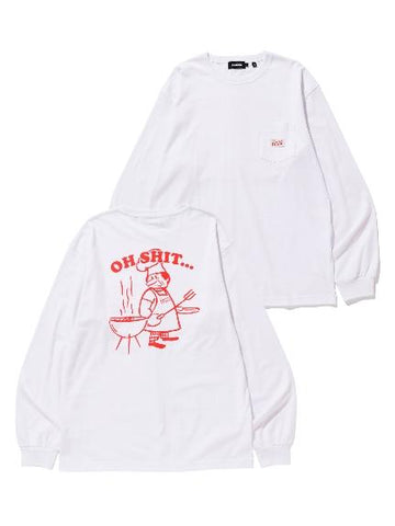 L/S POCKET TEE OH SHIT WHITE