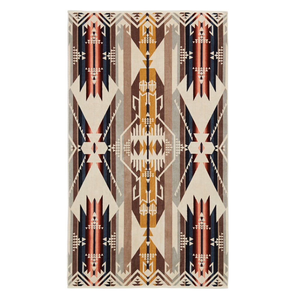 Oversized Jacquard Spa Towel White Sands Tan