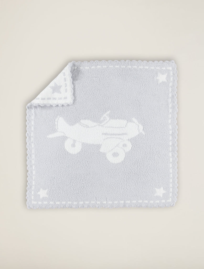 CozyChic Scalloped Receiving Blanket Blue / White / Airplane