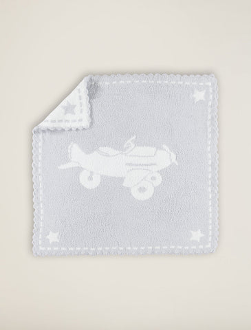 CozyChic Scalloped Receiving Blanket Blue / White / Airplane