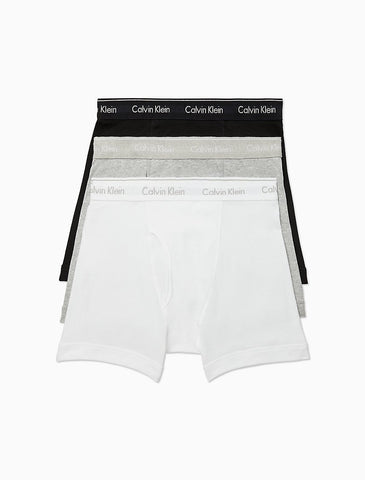 Cotton Classic Fit 3-Pack Boxer Brief   Grey Heather White Black